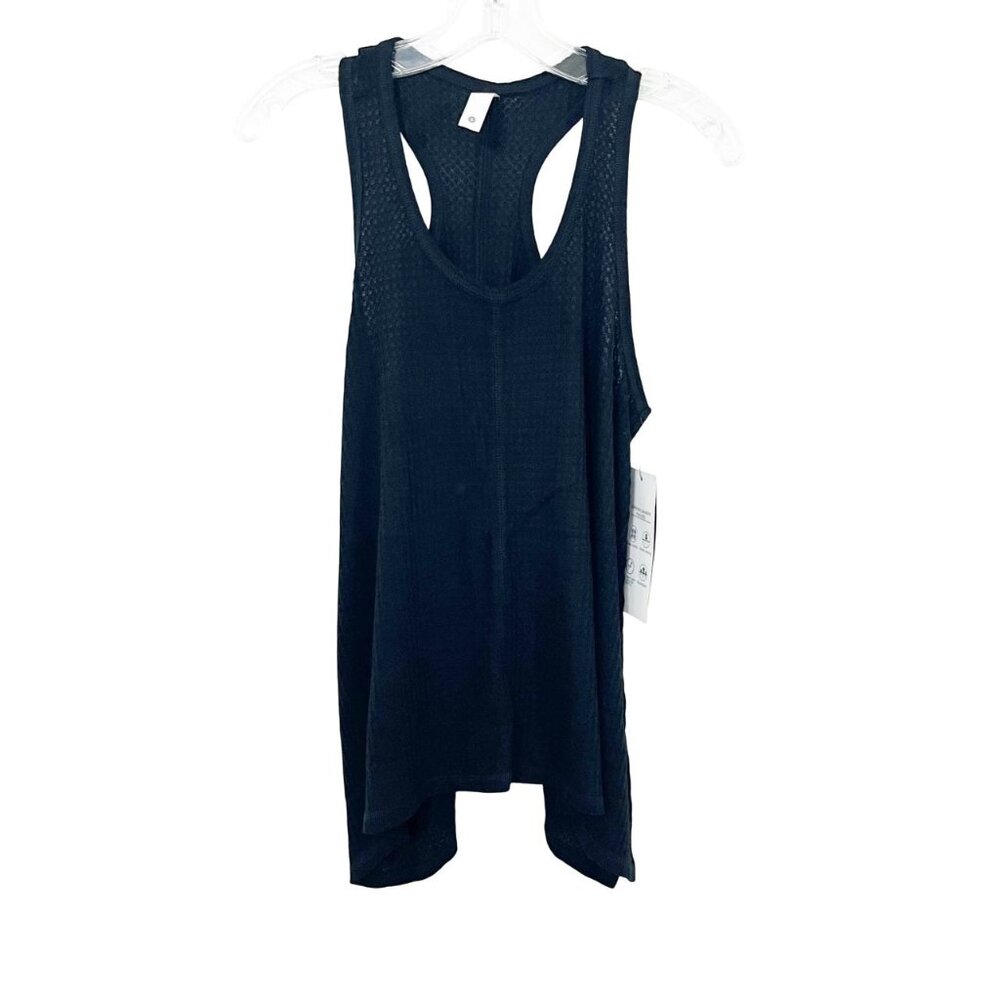 NEW Glyder Black Waffle Knit Asymmetrical Hem Tank Top Racerback Size Small